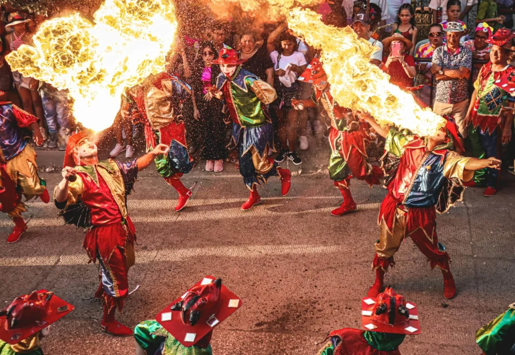 fire show on a street