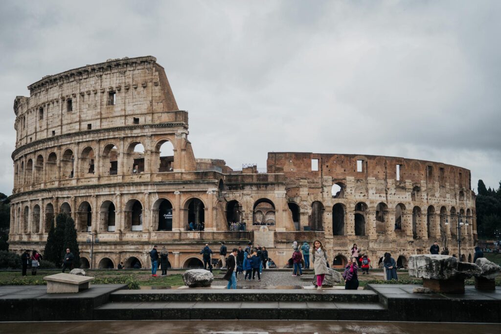 people by the colosseum